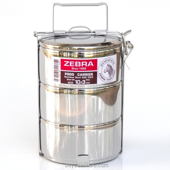 Stainless Steel Tiffin Food Carrier 10cm x 3 pots BuyDee Store