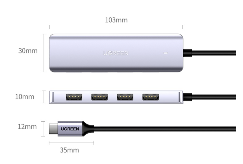 UGREEN, USB C Hub, 4 Ports, USB Type C, USB 3.0, Hub Splitter, Adapter